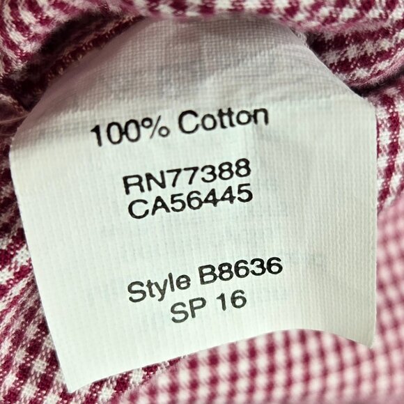 J. Crew Micro Check Plaid Button Down Shirt Red White Preppy Office XL - Picture 5 of 6